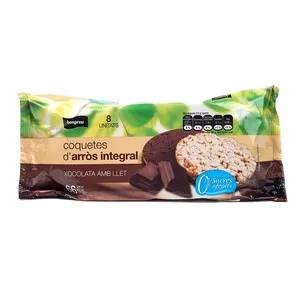 BONPREU Coquetes d'arròs integrals de xocolata amb llet