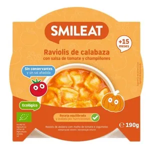 SMILEAT Raviolis carbassa salsa tomàquet i xampinyons ecològic +15 m