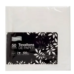 BONPREU Tovallons de paper blancs 40x40 cm 50 unitats