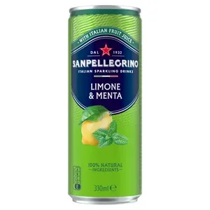 SAN PELLEGRINO Aigua amb gas amb gust de llimona i menta 33 cl en llauna