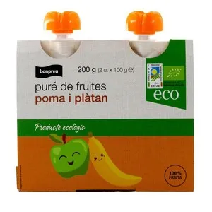 BONPREU Puré de fruites ecològiques de poma i plàtan