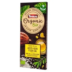 TORRAS Xocolata negra 70% flor sal i oli Organic Bio ecològica Km0