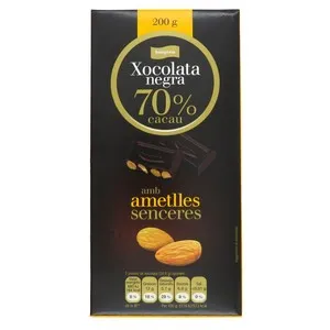 BONPREU Xocolata negra 70 % cacau amb ametlles senceres