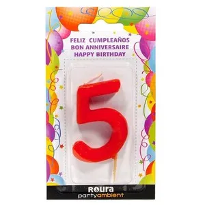 ROURA Espelma d'aniversari vermella núm. 5