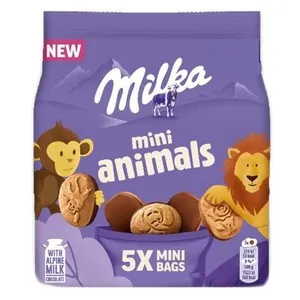 MILKA Galetes animals mini banyades amb xocolata