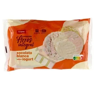 BONPREU Coquetes d'arròs integral xocolata blanca sabor iogurt