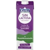 Leche semidesnatada sin lactosa KAIKU, brik 1 litro