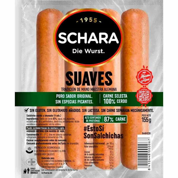 Salchichas Frankfurt SCHARA, 4 uds, sobre 155 g