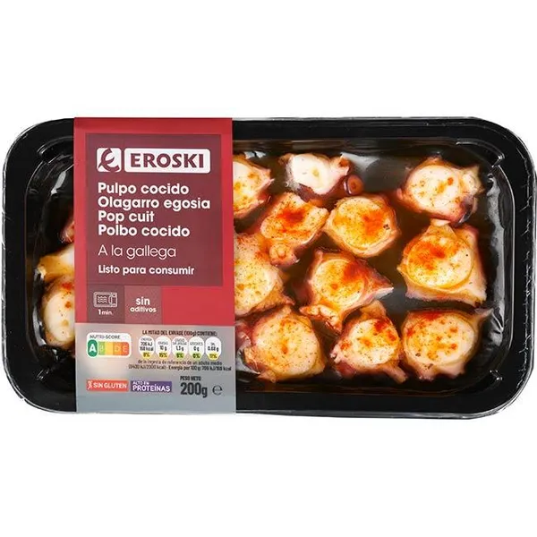 Pulpo a la gallega EROSKI, bandeja 200 g