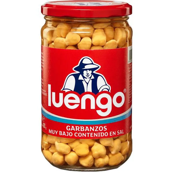 Garbanzo cocido bajo sal LUENGO, frasco 400 g