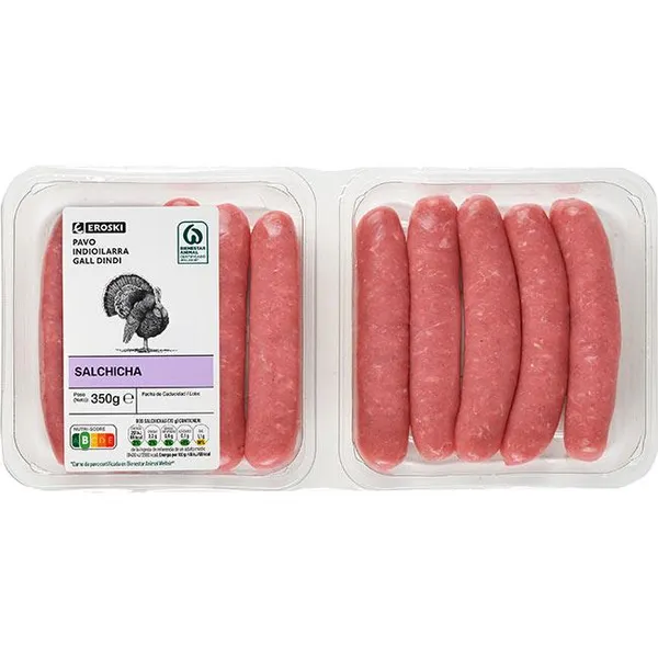 Longaniza de pavo EROSKI, bandeja 350 g