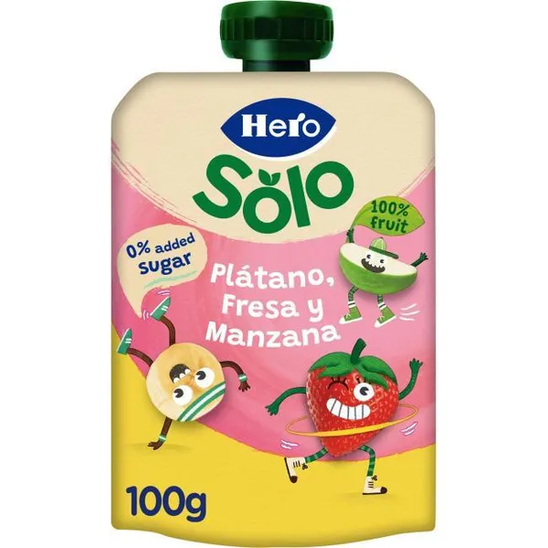Bolsita de plátano-fresa HERO, doypack 100 g