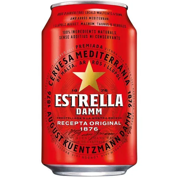 Cerveza ESTRELLA DAMM, lata 33 cl