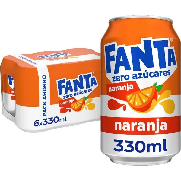 Refresco de naranja FANTA ZERO, pack 6x33 cl