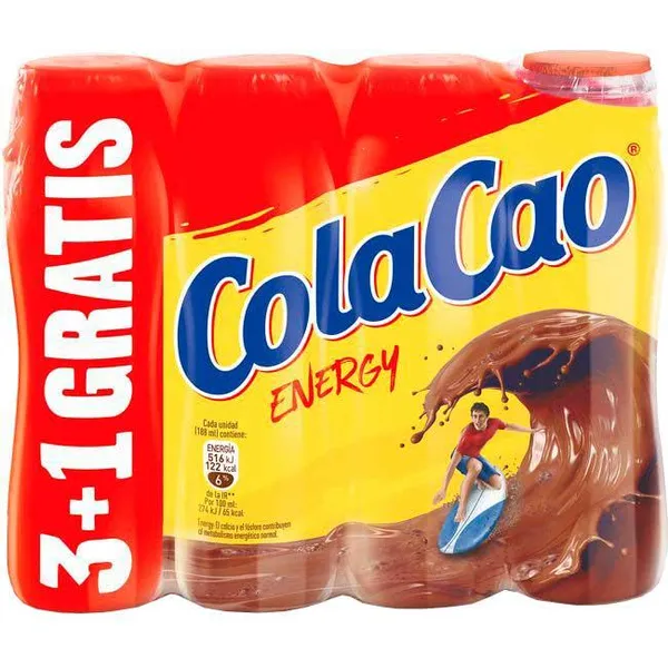 Batido de cacao COLA CAO ENERGY, pack 3+1x188 ml