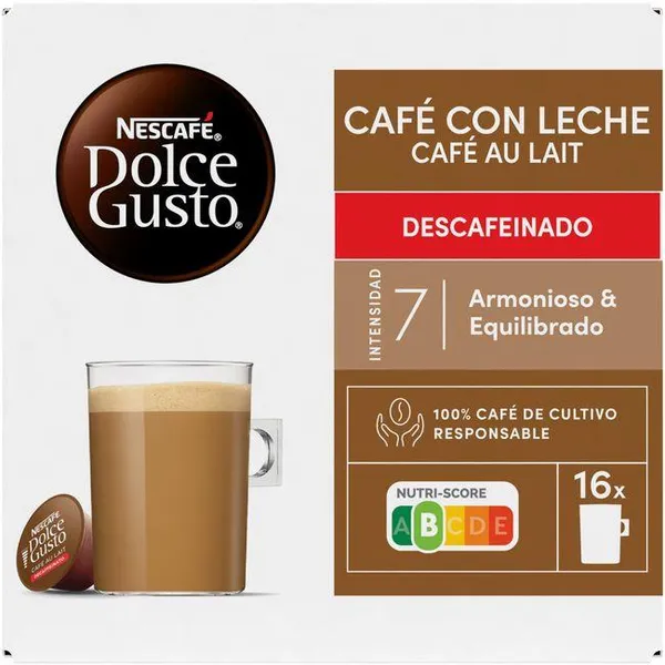 Café c/ leche descafeinado NESCAFÉ DOLCE GUSTO, caja 16 cápsulas