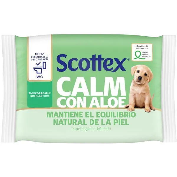 Papel higiénico húmedo de aloe vera SCOTTEX, paquete 66 uds