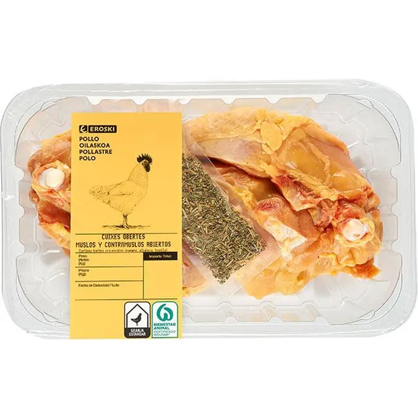 Muslo de pollo brasa EROSKI, bandeja aprox. 650 g