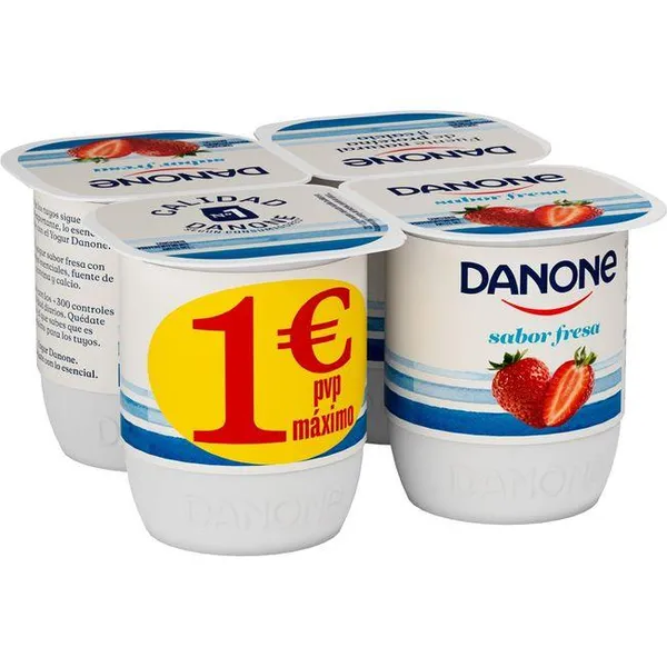 Yogur sabor a fresa DANONE, pack 4x120 g