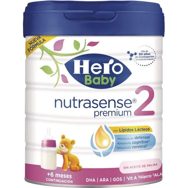 Leche en polvo Nutrasense Premium 2 HERO Baby, lata 800 g