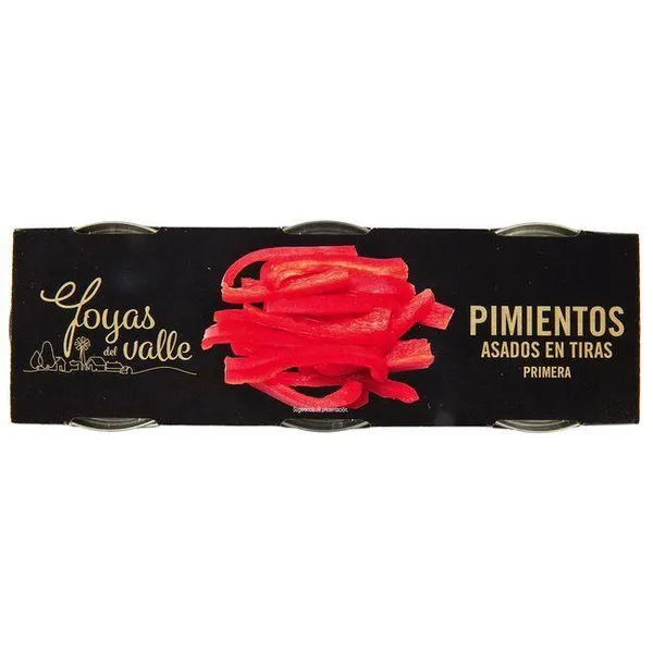 Pimiento del morrón en tiras JOYAS DEL VALLE, pack 3x60 g