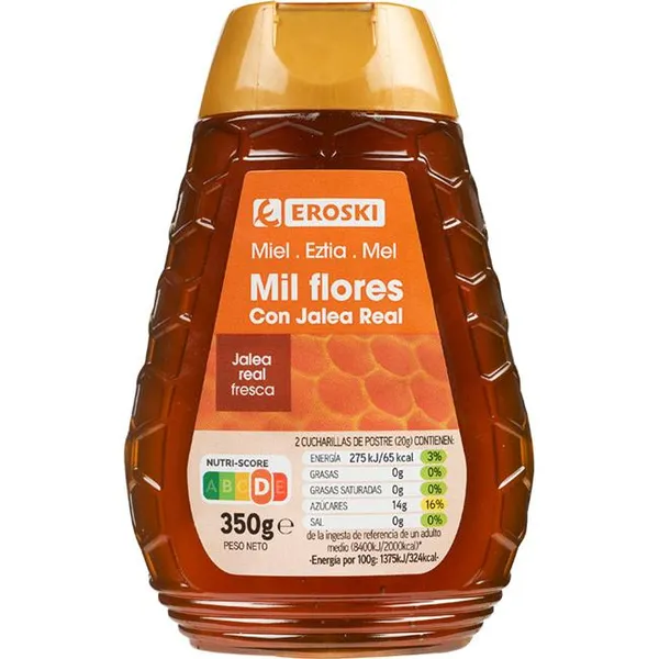 Miel jalea real EROSKI, dosificador 350 g