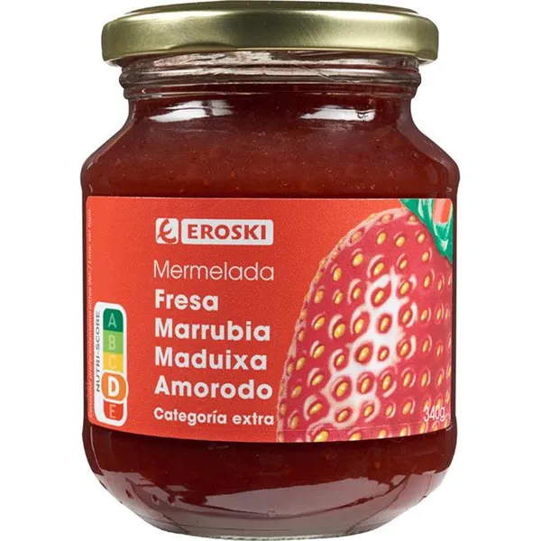 Mermelada de fresa EROSKI basic, frasco 340 g