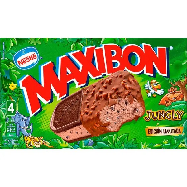 Helado sandwich MAXIBON JUNGLY, caja 560 ml