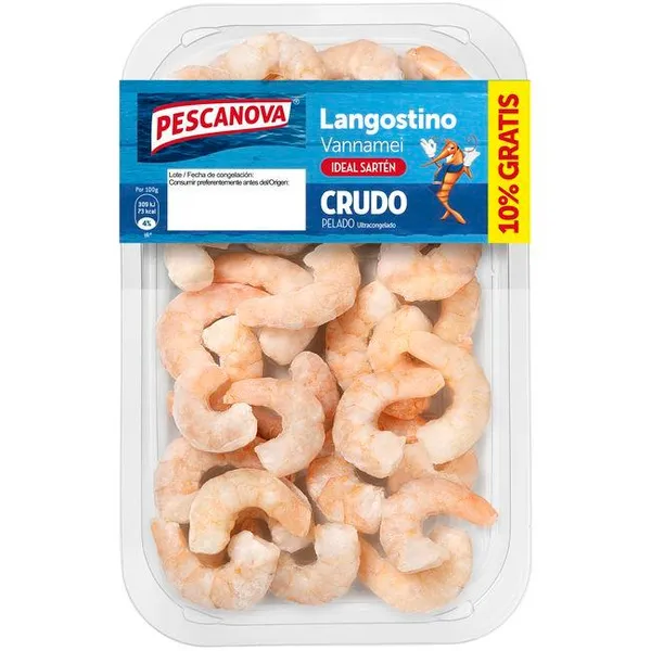 Langostino vannamei pelado crudo PESCANOVA, bandeja 180 g
