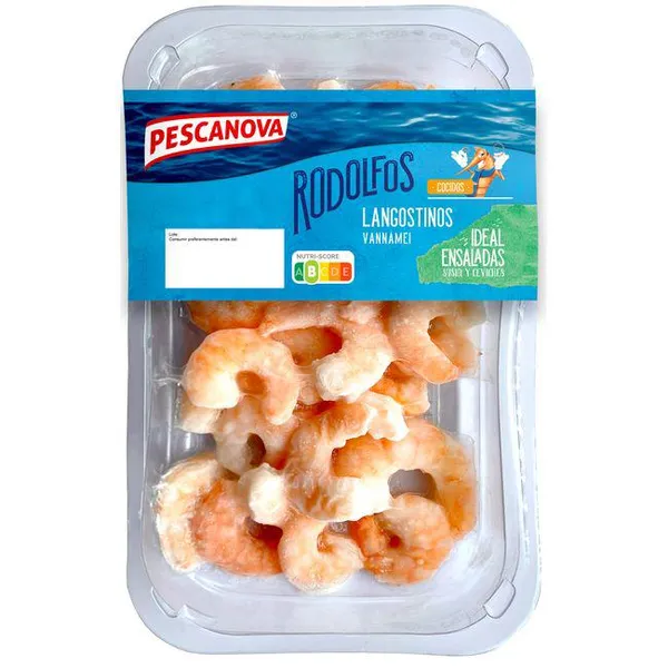 Langostino vannamei pelado cocido PESCANOVA, bandeja 180 g