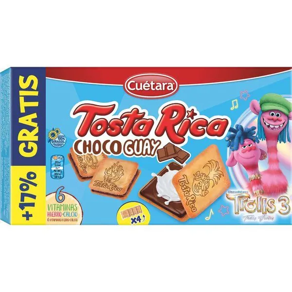 Galleta Choco Guay CUÉTARA TOSTA RICA, caja 168 g