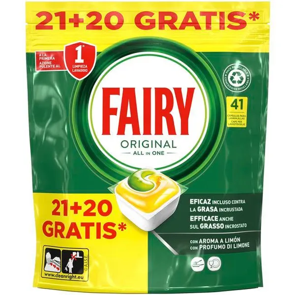 Lavavajillas a máquina original FAIRY, bolsa 21+20 dosis
