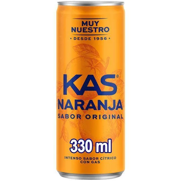 Refresco de naranja KAS, lata 33 cl