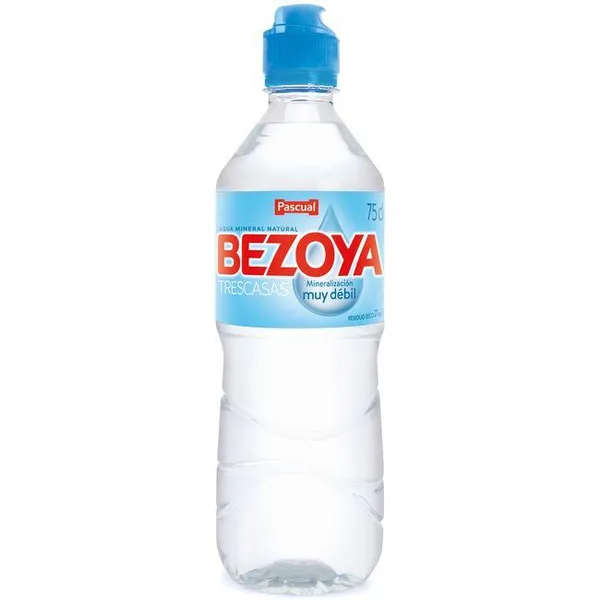 Agua mineral natural tapón sport BEZOYA, botella 75 cl