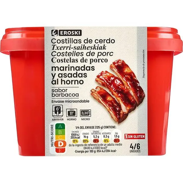 Costillas de cerdo BBQ EROSKI, al peso