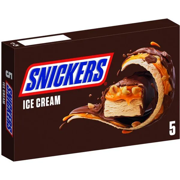 Helado barrita SNICKERS, 5 uds, caja 228 g