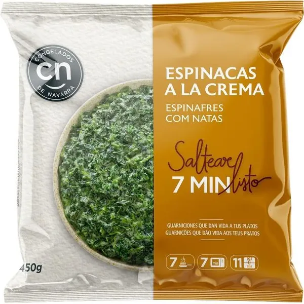 Espinacas a la crema CN, bolsa 450 g