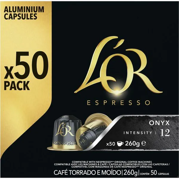 Café Onyx compatible con Nespresso L'OR, caja 50 uds