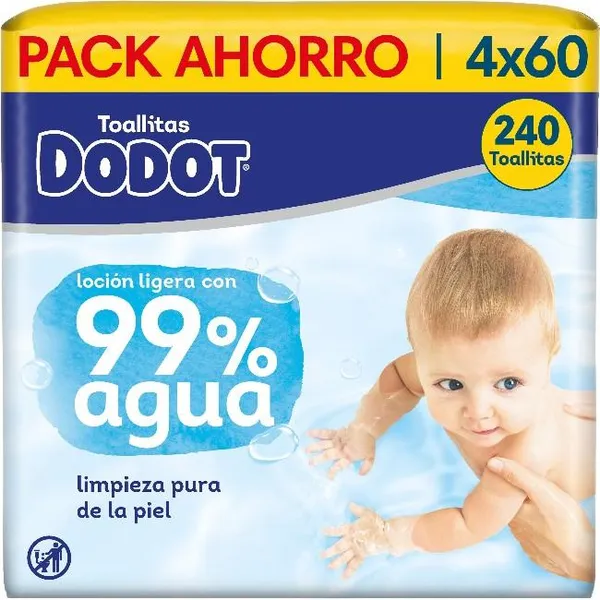 Toallitas DODOT TOTAL CARE AQUA, paquete 4x60 uds
