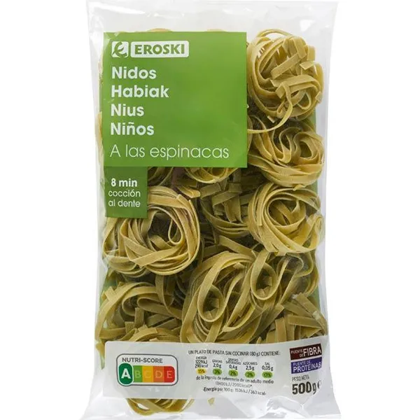 Nidos de espinaca EROSKI, paquete 500 g