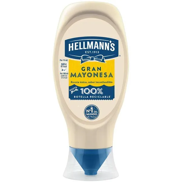 Mayonesa HELLMANN'S, bocabajo 430 ml