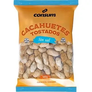 Cacahuetes Tostados con Cáscara sin Sal