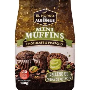 Mini Muffins Chocolate Relleno Crema Pistacho