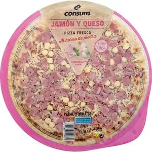 Pizza Jamón y Queso al Horno de Piedra