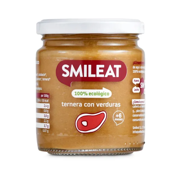 Puré de ternera con verduras 100% ecológico Smileat 230 g