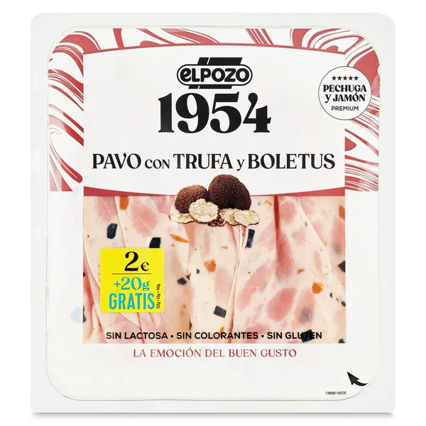 Jamón de pavo con trufa y boletus Elpozo 120 g