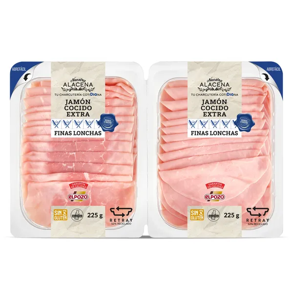Jamón cocido extra Dia Nuestra Alacena 2 x 225 g