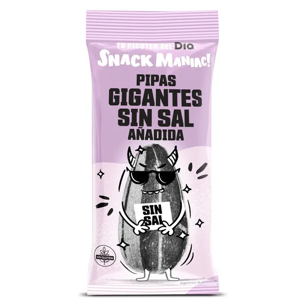 Pipas gigantes sin sal Dia Snack Maniac 125 g