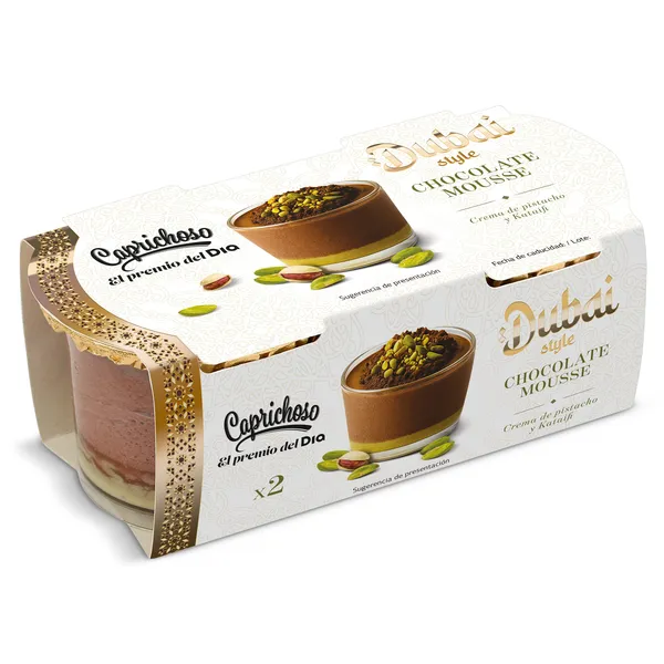 Mousse de chocolate con pistacho estilo Dubai Dia Caprichoso 2 x 70 g