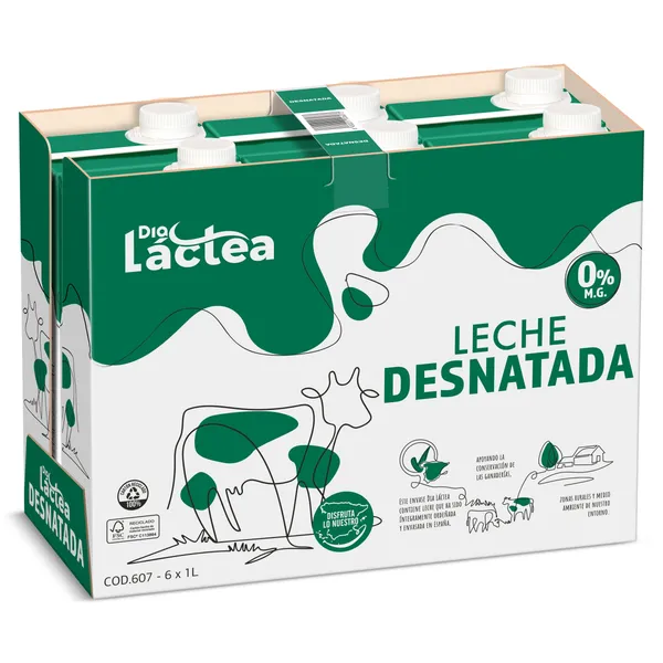 Leche desnatada Dia Láctea pack 6 x 1 L